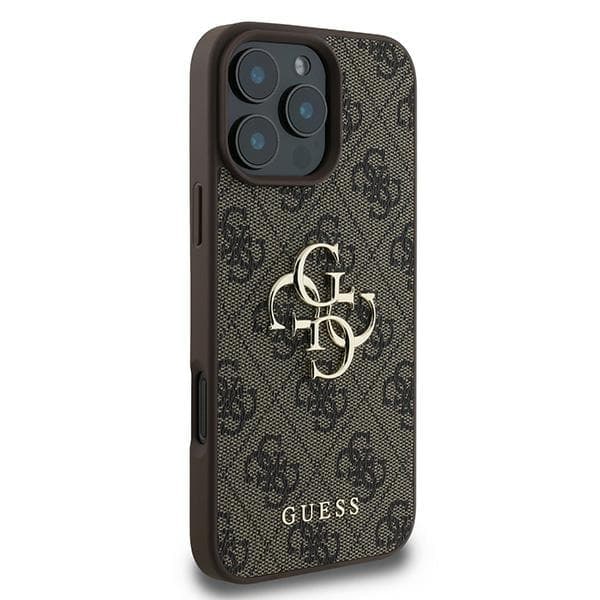 Guess 4G stort logo-cover til iPhone 16 Pro, brun