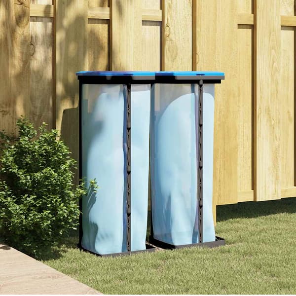 vidaXL Ställ för sopsäckar, 2 st, svart och blå, 120 l, PP