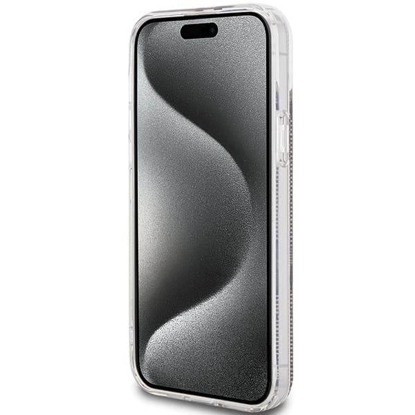 Guess IML 4G Guldstribet Etui til iPhone 15 Plus, Brun