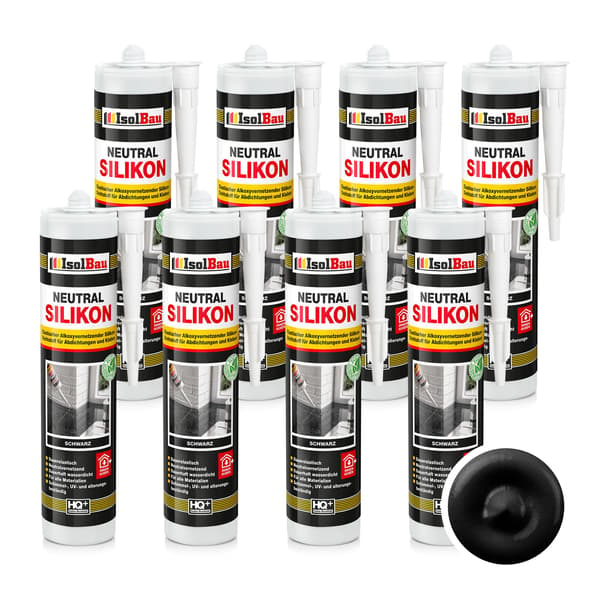 IsolBau Neutral Silikone Sort Neutralsilikone 8 x 300ml