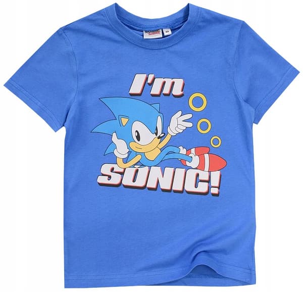 Sonic T-shirt i bomuld, dreng, blå, 8 år