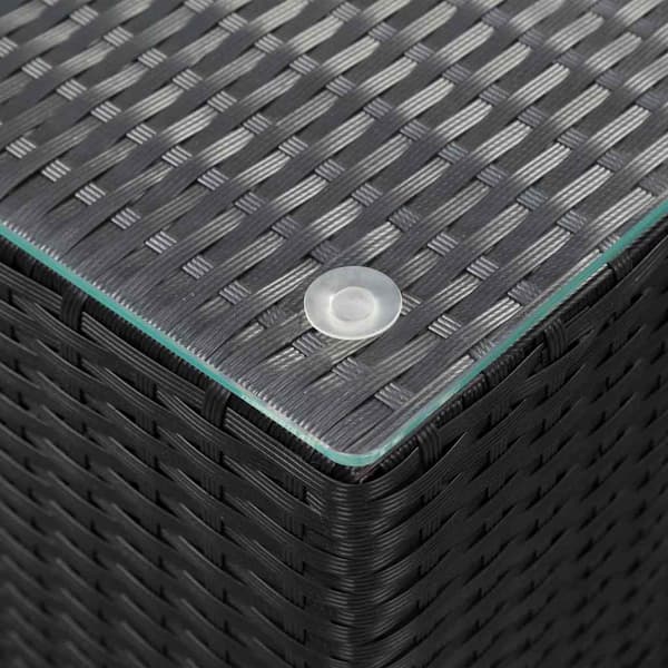 vidaXL sideborde, sæt med 3, glasplader, sort, polyrattan