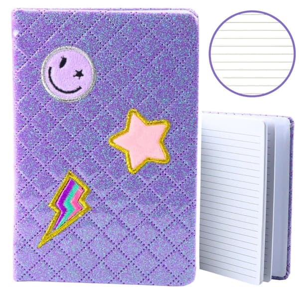 Notebook B6/80K glitterlinjemærker lilla