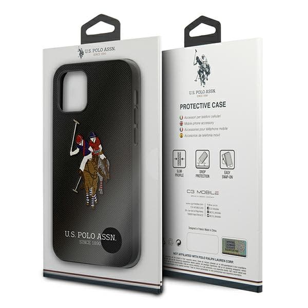 US Polo Polo Embroidery Collection-etui til iPhone 12 Pro Max, sort