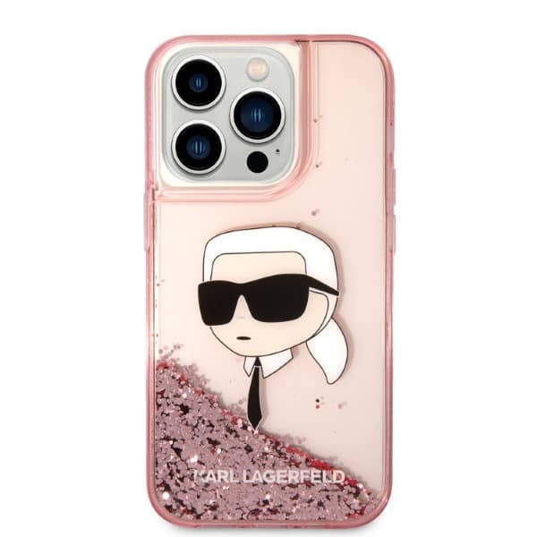 Karl Lagerfeld Glitter Karl Head-etui til iPhone 14 Pro, lyserød