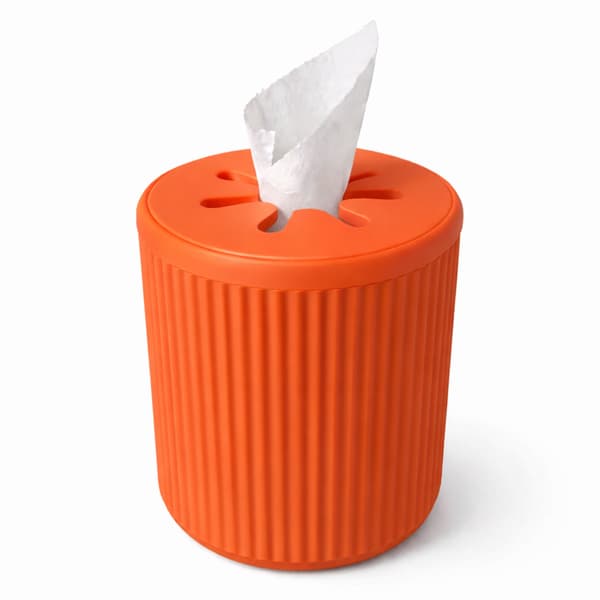 Orange servietæske med papirrulle, rillet organizer