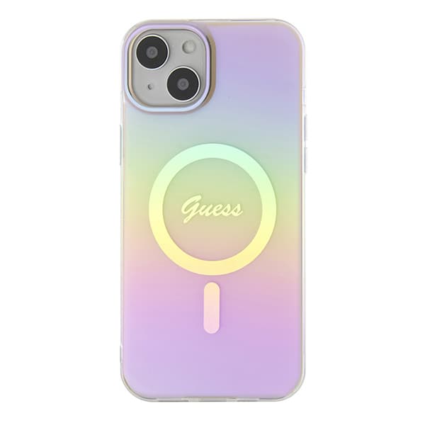 Guess IML Iridescent MagSafe-etui til iPhone 15 Plus, lyserød