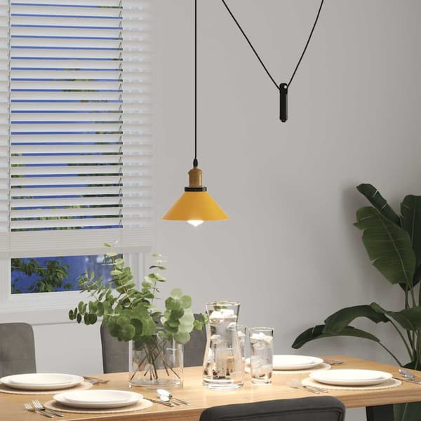 vidaXL Höjdjusterbar pendellampa E27 blank gul