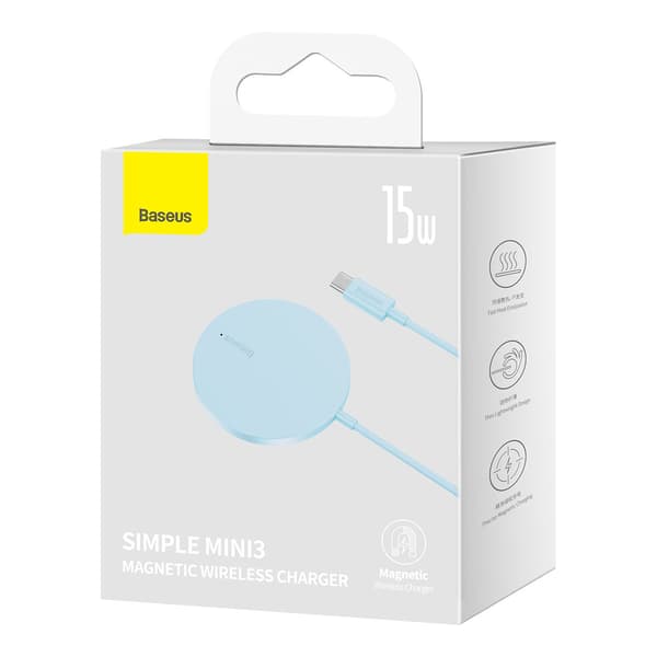 Simple Mini3 MagSafe Qi 15W induktiv magnetisk oplader - blå