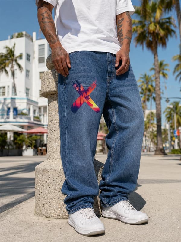 Point X Vice Mönstrade Baggy Jeans M