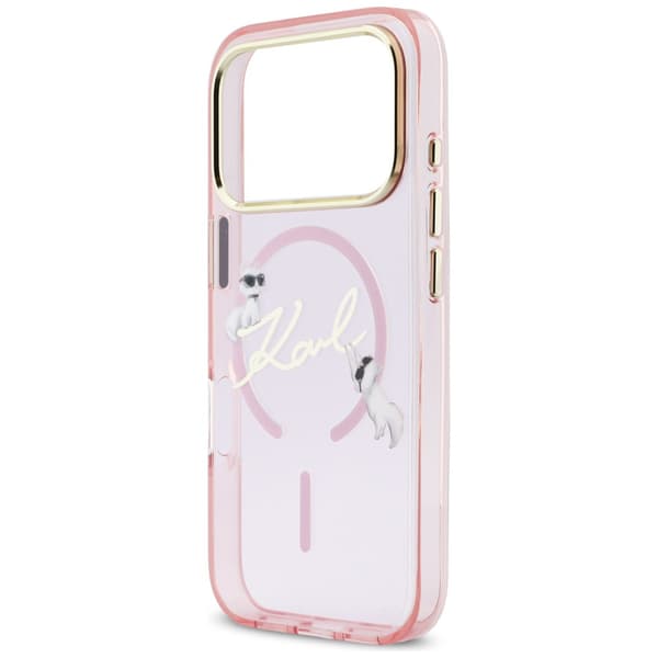 Karl Lagerfeld IML Choupettes Karl Script Logo MagSafe-etui til iPhone 17 Pro i lyserødt