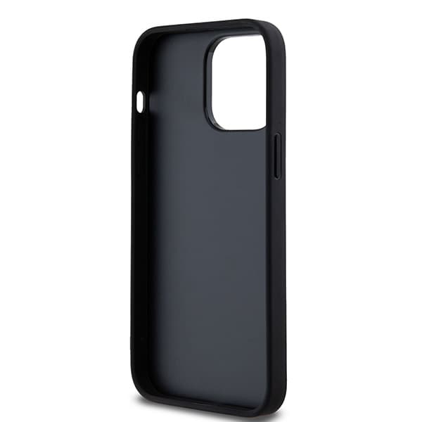 DKNY Læderetui med Ternet Monomønster og Trykte Striber til iPhone 14 Pro Max, Sort