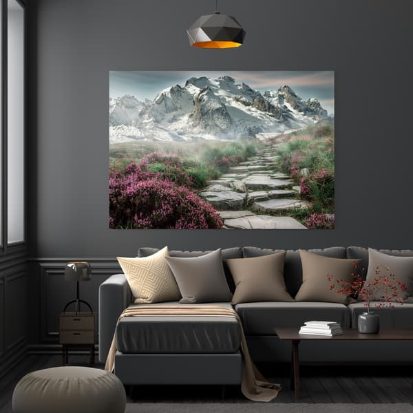 Lærredstryk Natur Bjerg Hede 120x70