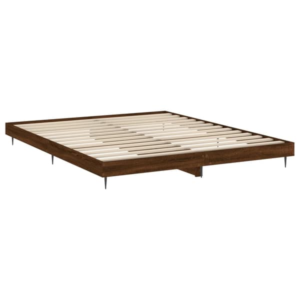 vidaXL Sängram brun ek 200x200 cm träbaserat material