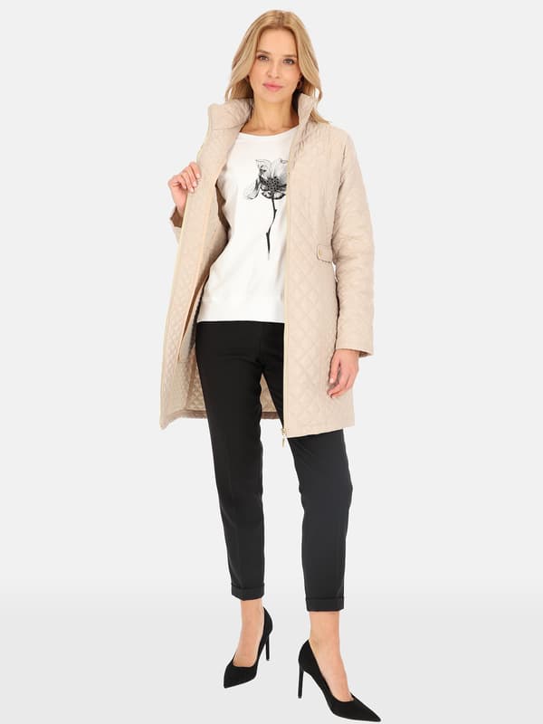 ELEGANT QUILTET DAME-OVERGANGSFRAKKE