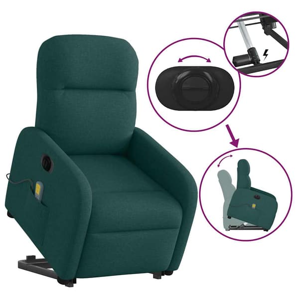 vidaXL Elektrisk lyftande massagefåtölj grön