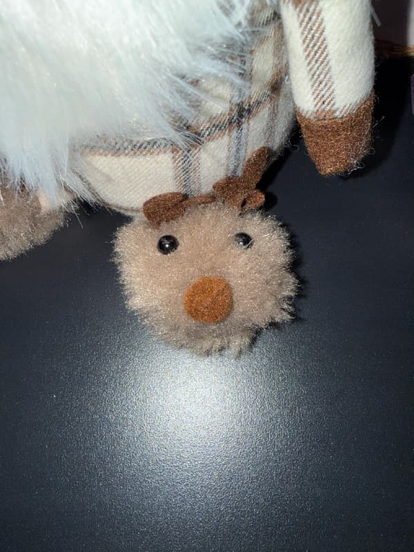 Handsydd julgransprydnad med gnomemotiv, boho