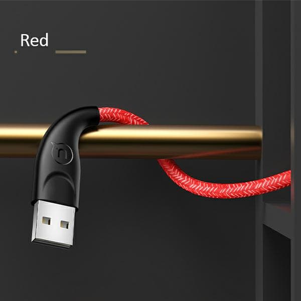 USAMS Flettet U41 USB-A til Lightning-kabel 3m 2A Rød