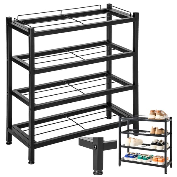 Viena loft skohylde, 4 niveauer, sort