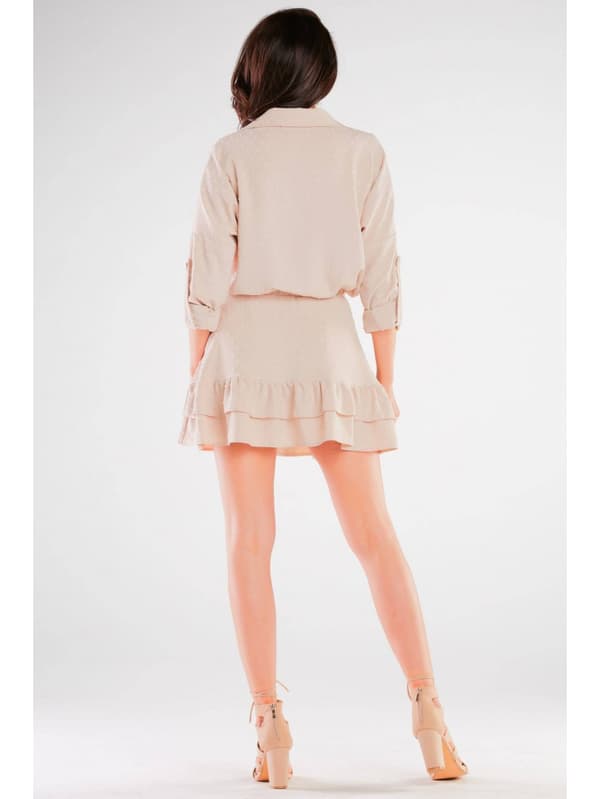 Sommarig utsvängd minikjol, beige L/XL