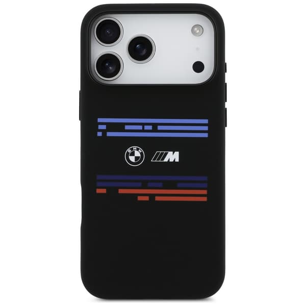BMW M Silicon Horizontal Line MagSafe -kotelo iPhone 17 Pro Maxille, musta