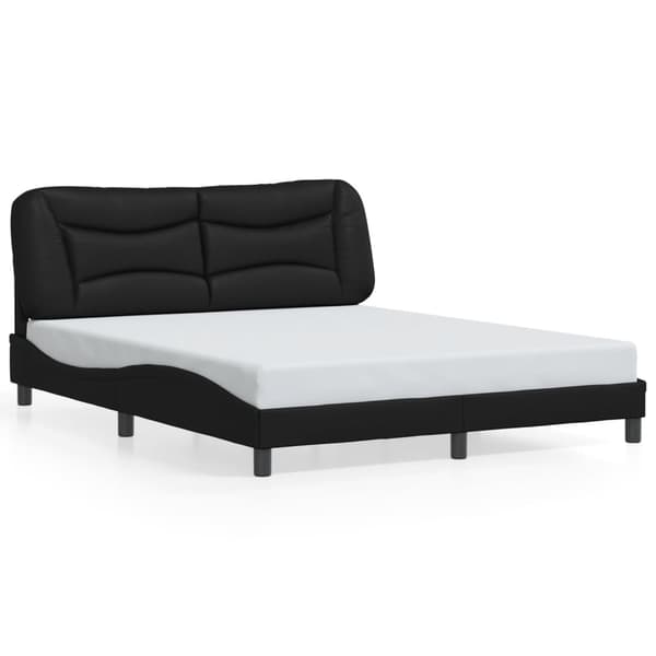 vidaXL sengestel med LED sort 160x200 cm kunstlæder