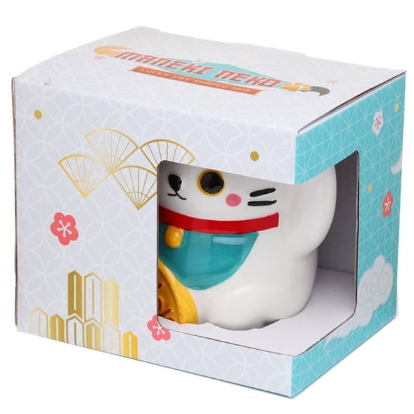 PKMUG381 Hvid Maneki Neko krus