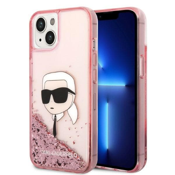 Karl Lagerfeld Glitter Karl Head-etui til iPhone 14 Plus, lyserød