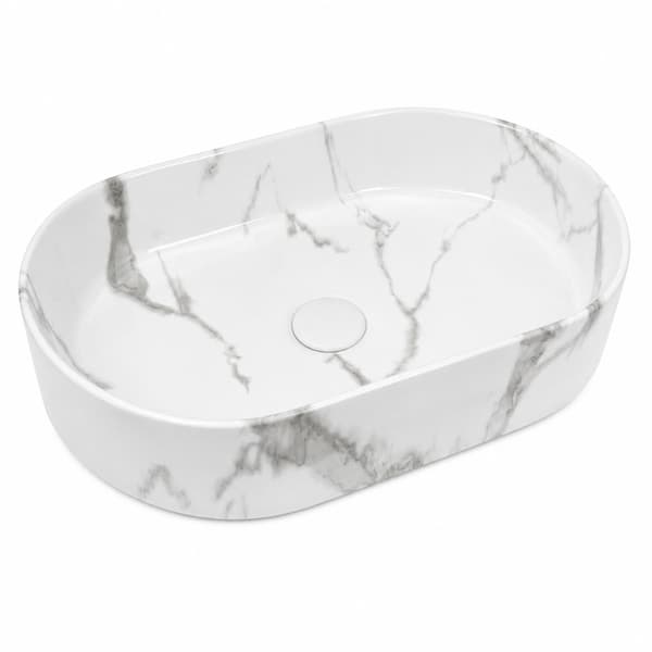Ovalt handfat 50×30 cm marmorsten - Aquaterris