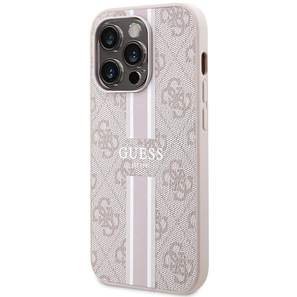 Guess 4G Printed Stripes MagSafe-etui til iPhone 15 Pro, lyserød