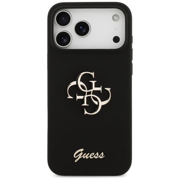 Guess Silikone Big 4G Script cover til iPhone 17 Pro Max, sort