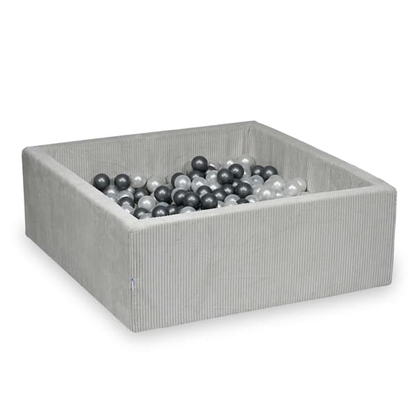 Tør pool 110x110x40 Corduroy Grå 600 bolde: perle, sølv