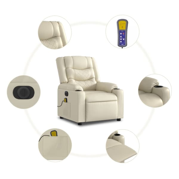 vidaXL elektrisk lænestol med massage, creme