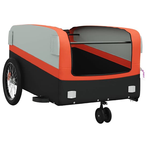 vidaXL cykelanhænger, sort og orange, 45 kg, jern