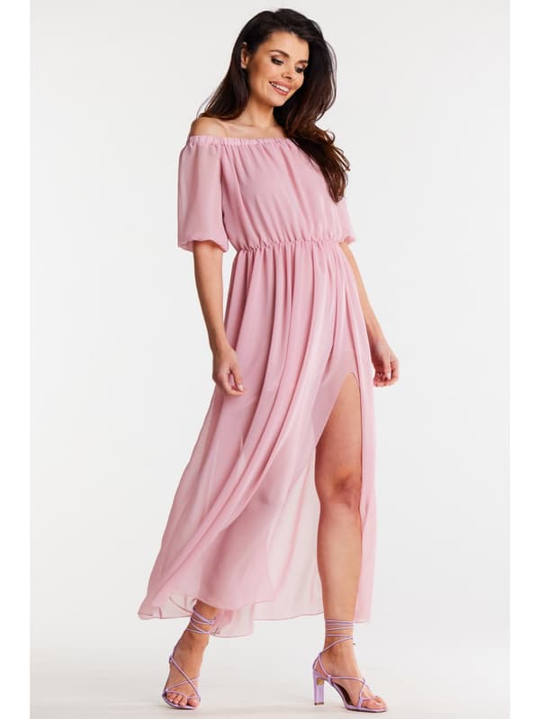 Maxiklänning, spansk stil, puderrosa, S/M