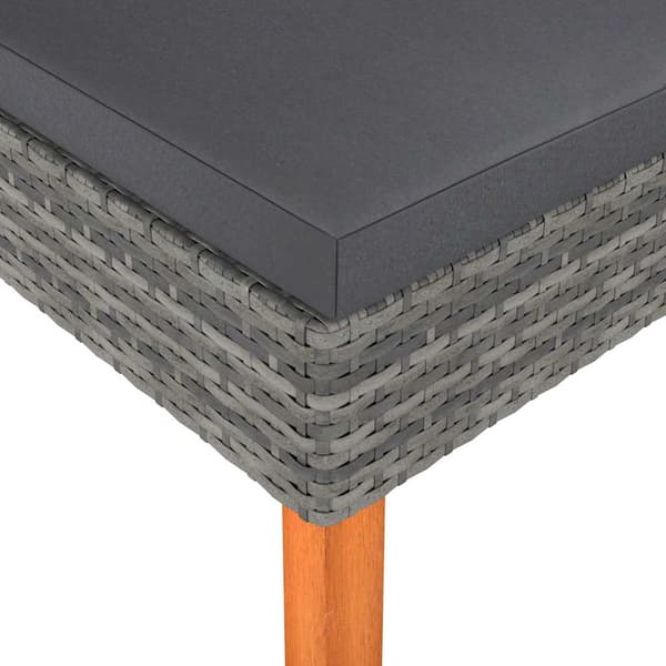 vidaXL Fotpall, polyrattan och massivt eukalyptusträ
