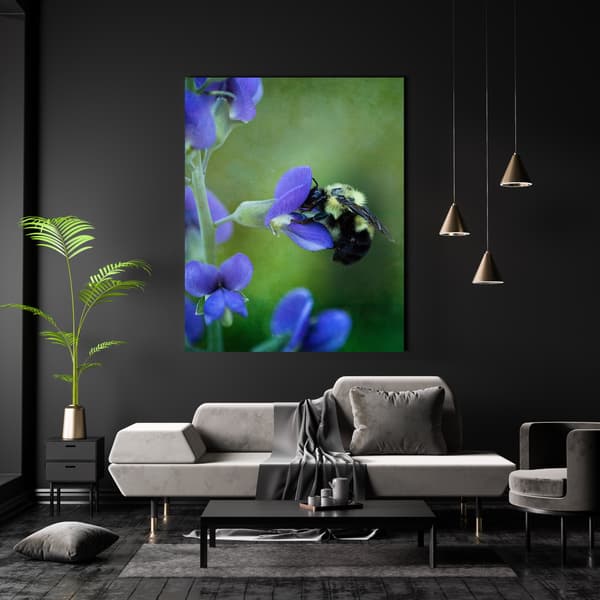 Lærredstryk Botanik Bi blomst 50x80 cm