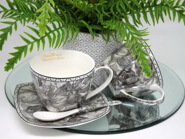 Porslinskoppar set 2 x 250 ml som present i en ask - Gray Rose