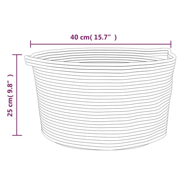 vidaXL Förvaringskorg grå och vit Ø40x25 cm bomull