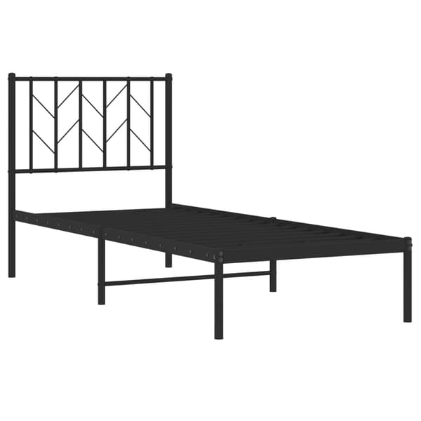 vidaXL metalsengestel med hovedgærde sort 75x190 cm