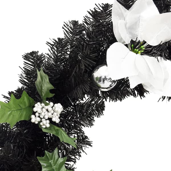 vidaXL julekrans med LED-lys, sort, 60 cm, PVC