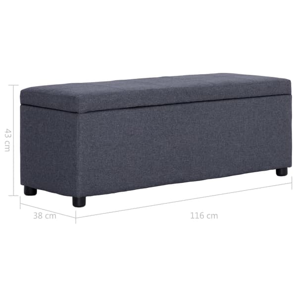 vidaXL Förvaringsbänk 116 cm mörkgrå polyester