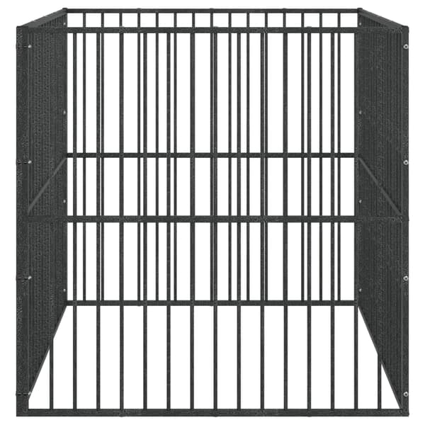 vidaXL hundebur, 4 paneler, sort, galvaniseret stål