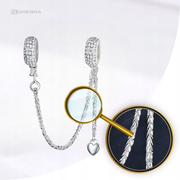 Berlockkedja säkerhet silver 925 silver zirkoner berlocker pr 925