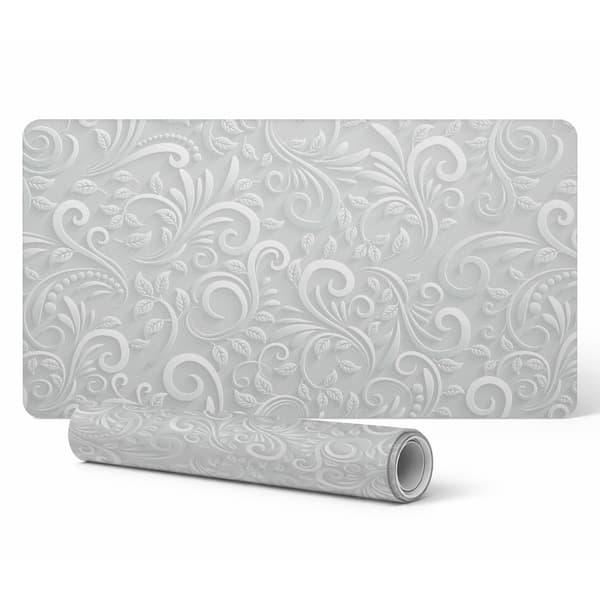 Modern vinyl skrivebordsmatte elegant bladdekoreration 90x45 cm