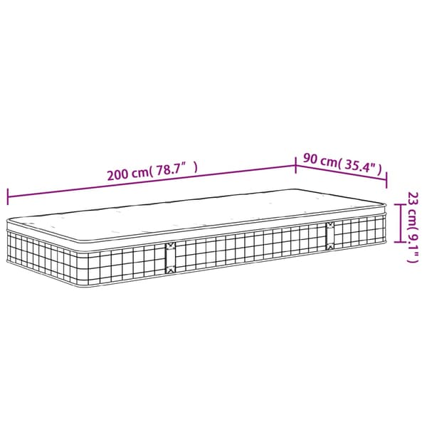 vidaXL Bonnell springmadras, medium fasthed, 90x200 cm