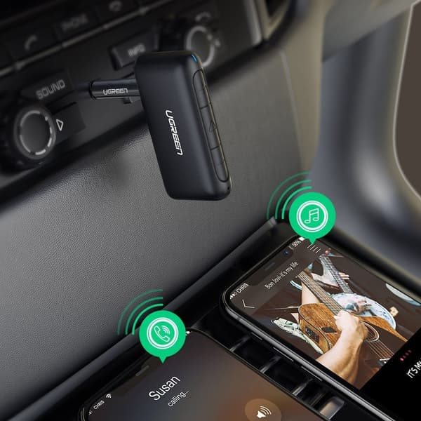 Bilstereo-mottagare Bluetooth 5.0 AUX minijack svart