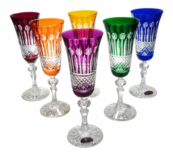 Färgglada kristallchampagneglas 150 ml franska