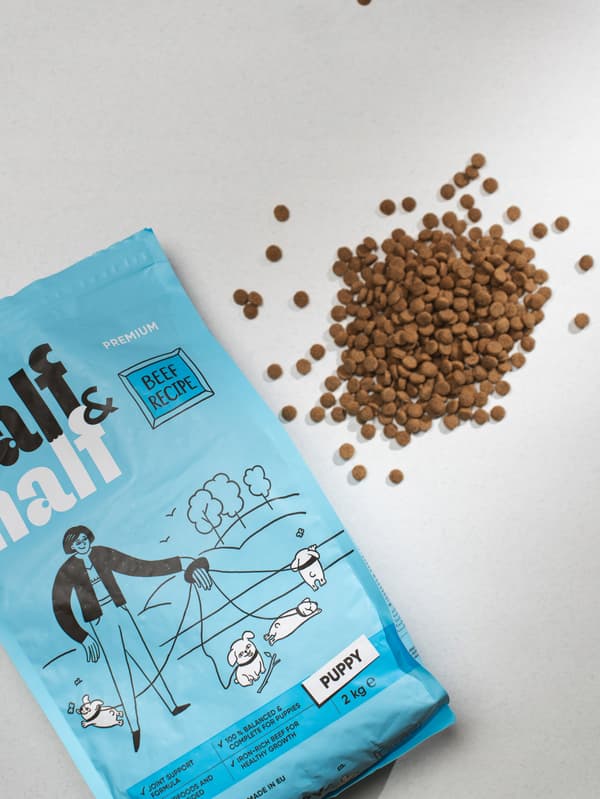 Half&Half Premium Tørfoder til Hvalpe Junior Alle Raser Oksekød 2 kg