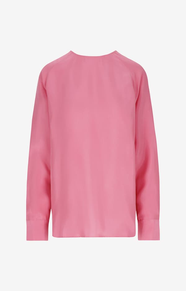 Ensfarvet bluse 44
